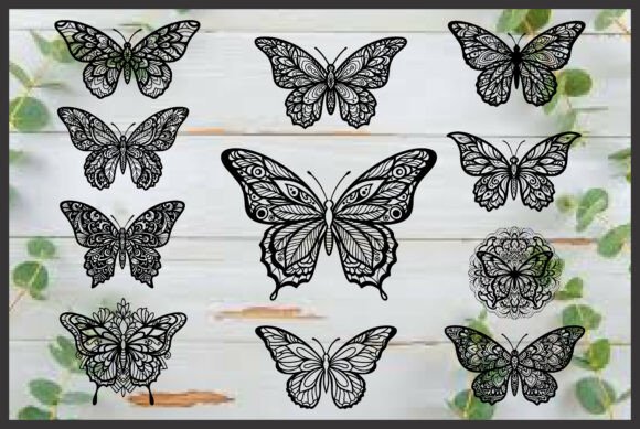 10 Decorative Butterfly Mandala Bundle: A Premium Set for Laser Engraving and DIY Projects