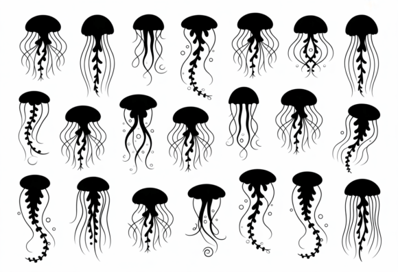 Black Jellyfish Silhouette Clipart