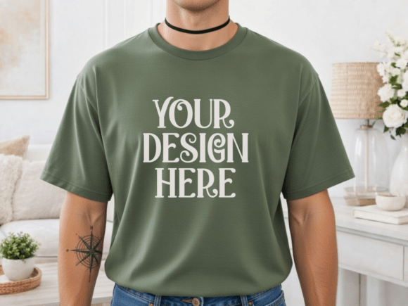 Boost Your Brand with Gildan 5000 Military Green T-Shirt Mockups