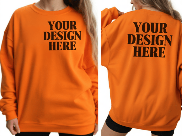 Bring Your Designs to Life with Gildan 18000 Orange Front Back Mockup