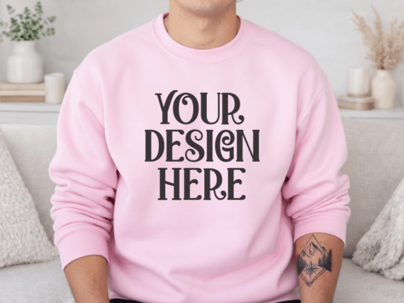 Bring Your Product to Life with Gildan 18000 Light Pink Mens Mockup