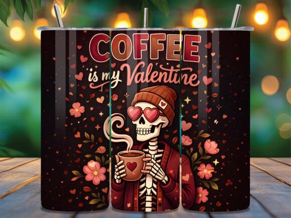 Coffee is My Valentine Skull Tumbler