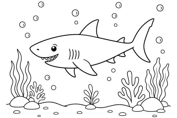 Cute Shark Coloring Page Printable