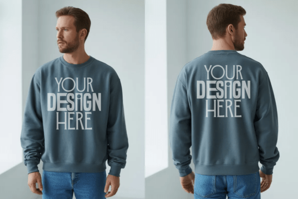 Gildan 18000 Heather Sport Dark Navy Swe Mockup