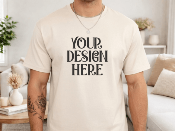 Mastering Visual Storytelling with the Gildan 64000 Sand Mens T-shirt Mockup