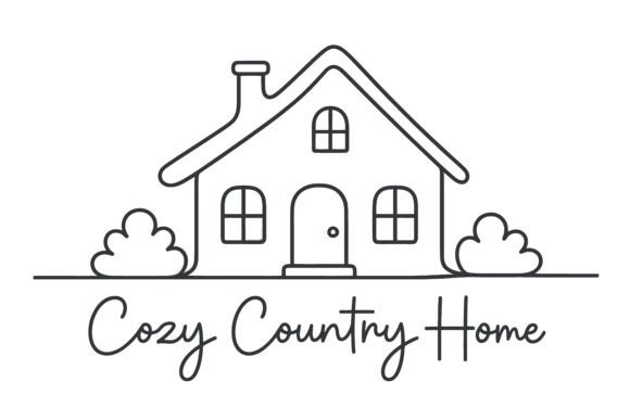 Minimalist Cozy Country Home Line Art: A Versatile Design for Modern Creativity