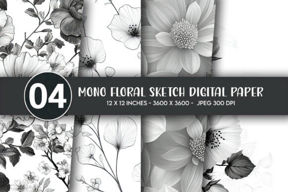 Mono Floral Sketch Digital Paper: A Versatile Asset for Creative Projects