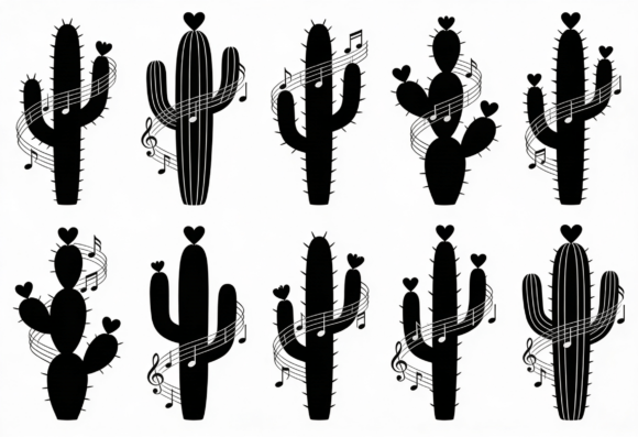 Musical Cactus Heart SVG Bundle