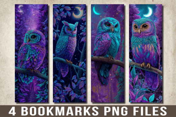 Neon Owl Crescent Moon Forest Bookmark: A Touch of Magic for Everyday Reading
