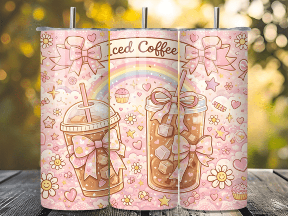 Pink Iced Coffee Coquette Bow Tumbler Design