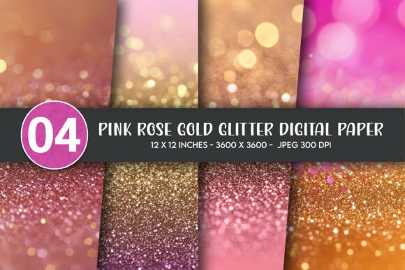 Pink Rose Gold Glitter Digital Paper