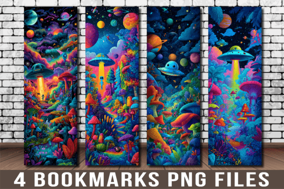 Psychedelic UFO Mushroom Galaxy Bookmark