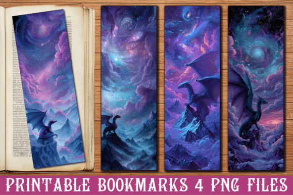 Purple Galaxy Dragon Fantasy Bookmark