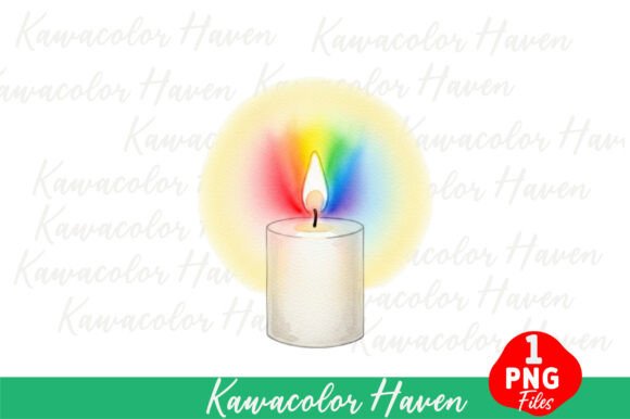 Rainbow Glow Candle Watercolor Clipart: A Versatile Digital Asset for Creative Projects