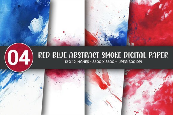 Red Blue Abstract Smoke Digital Paper: A Versatile Design Asset for Creative Projects