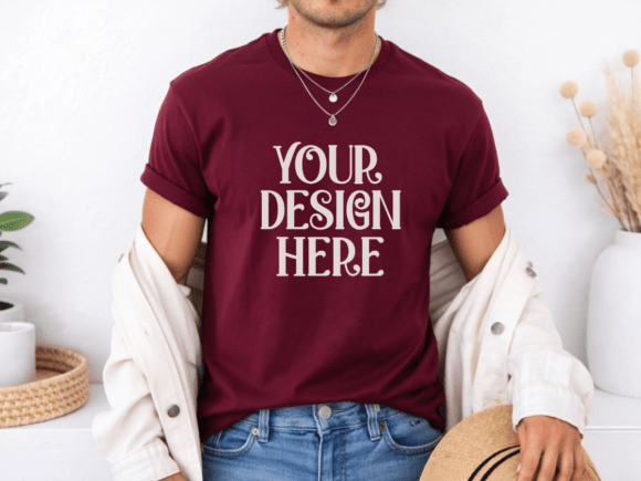 Revolutionizing Product Visualization: The Gildan 64000 Maroon Mens T-shirt Mockup