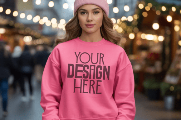 Safety Pink Sweatshirt Christmas Mockup