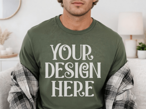 Transform Your Designs with the Bella Canvas 3001 Military Green Mockup