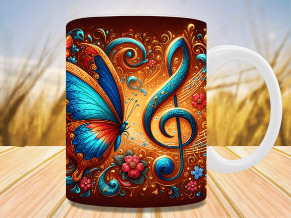 Treble Clef Colorful Butterfly Mug
