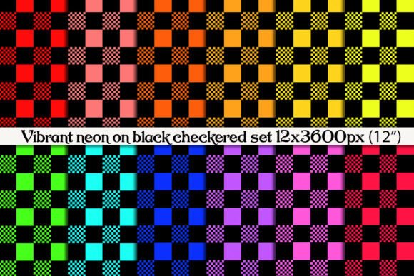 Vibrant Neon on Black Checkered Set