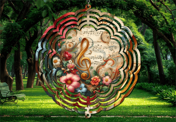 Vintage Musical Treble Clef Wind Spinner