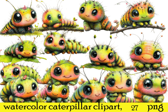 Watercolor Caterpillar Clipart: A Creative Asset for Modern Designers